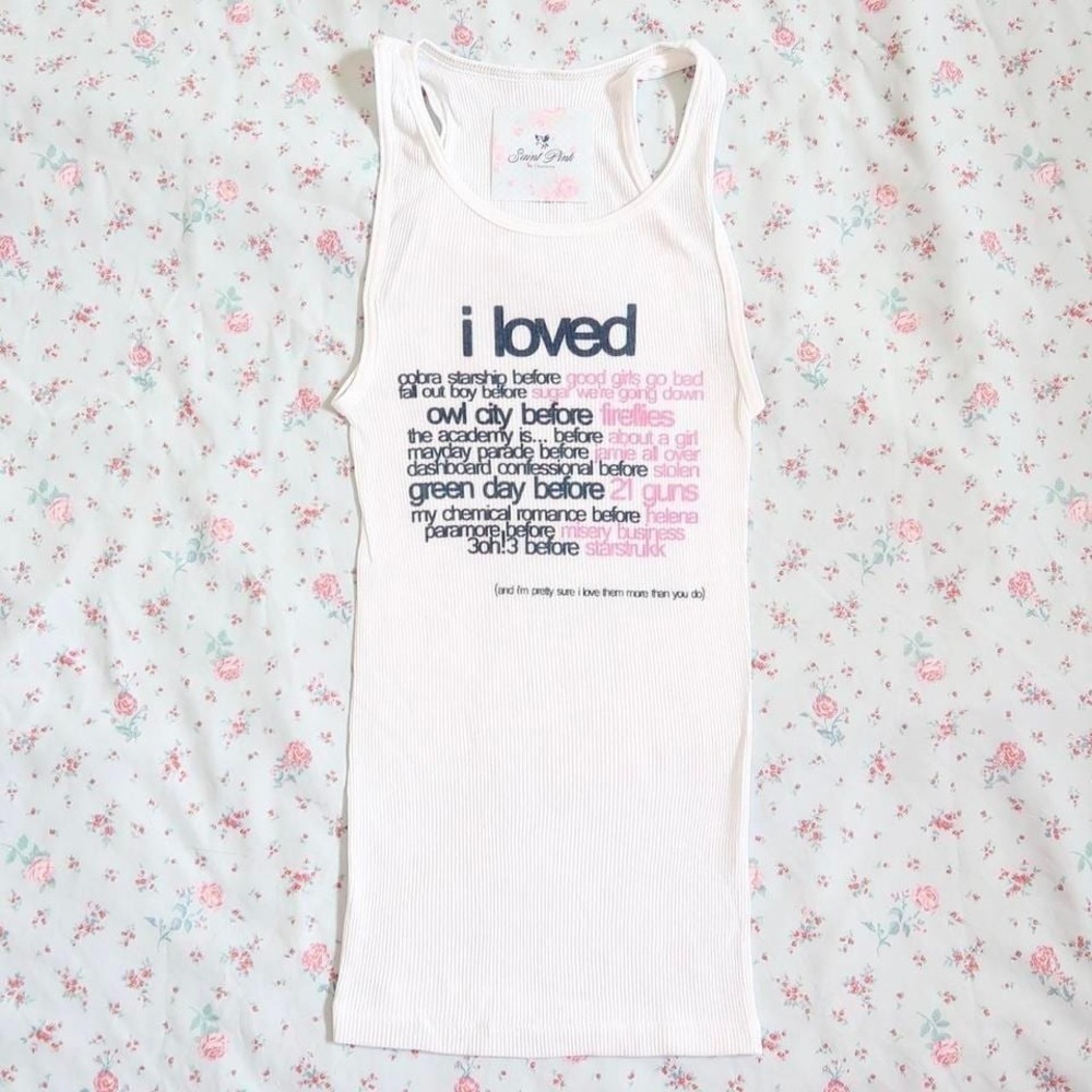 emo nostalgia graphic tank top white y2k scene queen